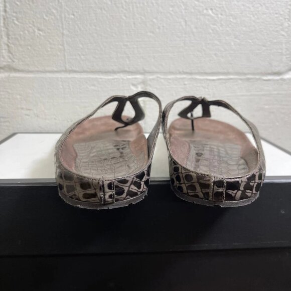 Donald Pliner Croc Skin Brown Leather Sandals Open Toe Slip On Women's Size 8 M - Picture 6 of 9